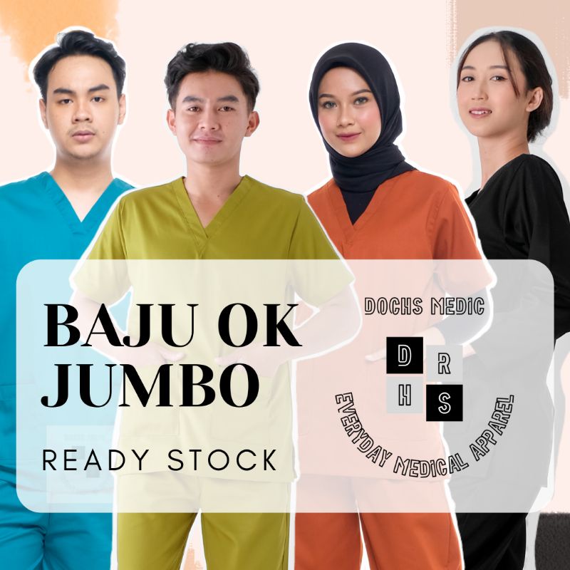 Baju OK JUMBO / Baju Jaga / Scrub Medis JUMBO [READY STOCK] DOCHS MEDIC