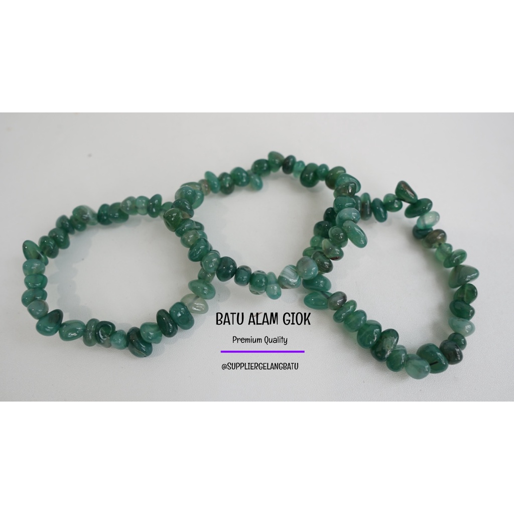 GELANG jadi batu kerikil GIOK HIJAU natural stone healing GREEN JADE