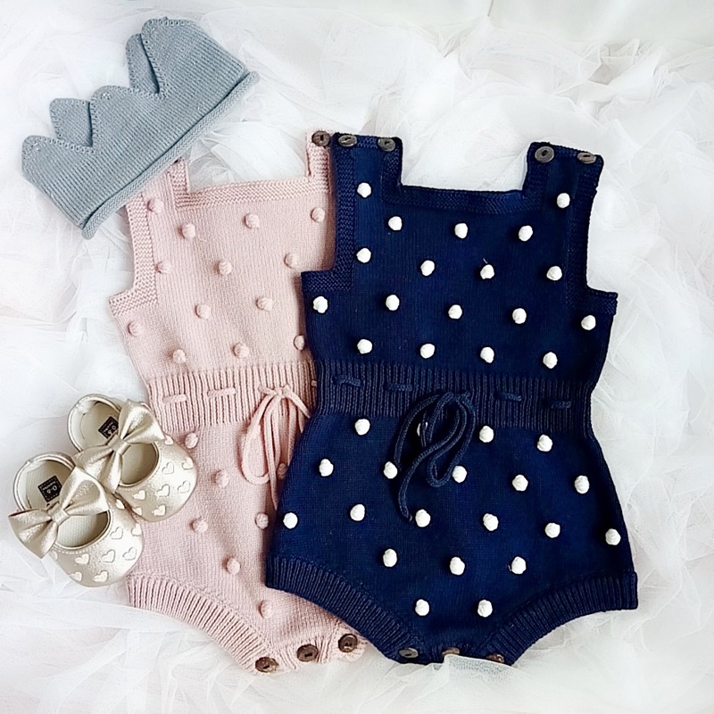 Pom knit romper in 3 color