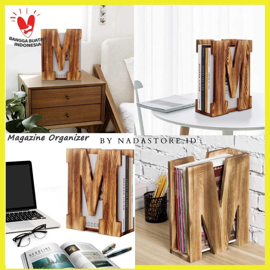 SUBLIMELY PREMIUM SOLID WOOD File Holder Magazine Newspaper Rack A4 Box Desktop Organizer W009