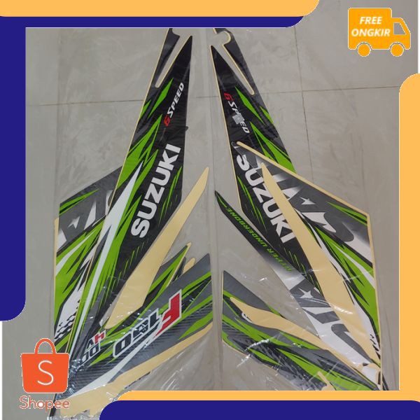 (BISA COD) Stiker Bodi  /  Lis Body  /  Striping Satria Fu 2013 Hijau Hitam Facelift