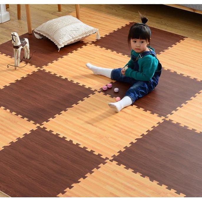 Terbaru  Matras Karpet Puzzle alas lantai evamats Evamat motif wooden 60x60 cm