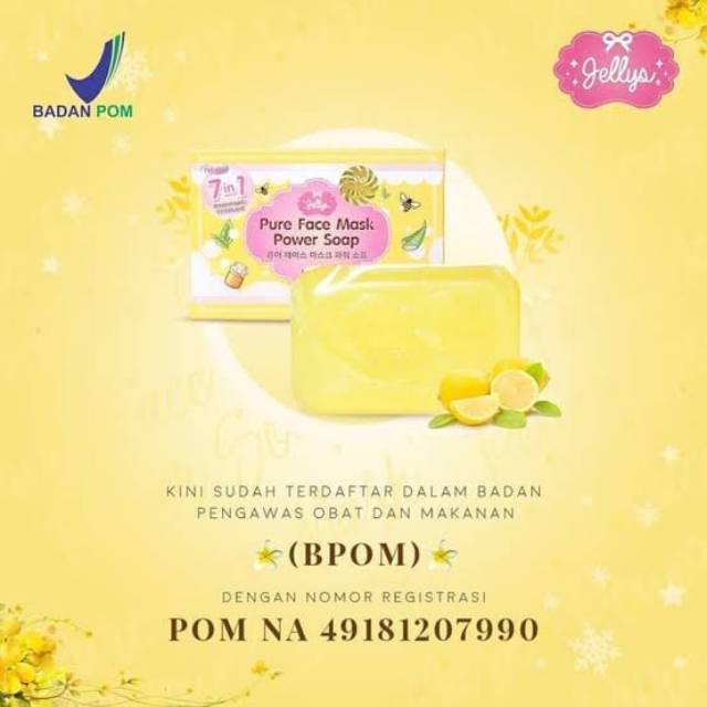 PURE FACE MASK POWER SOAP BY JELLYS ORIGINAL - SABUN PEMUTIH WAJAH