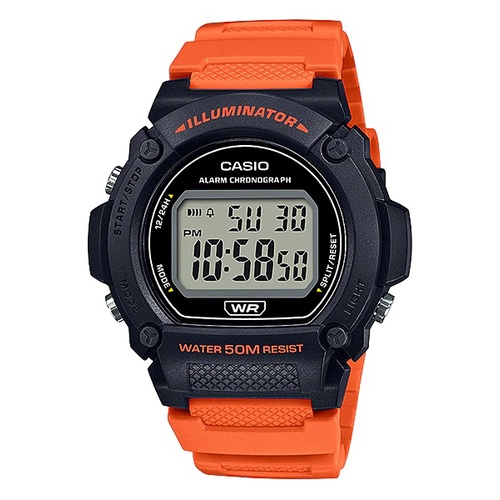 Casio General W219H-1A / W-219H-8B 2A 2A2 4A 8B Jam Tangan Pria Digital Karet Hitam