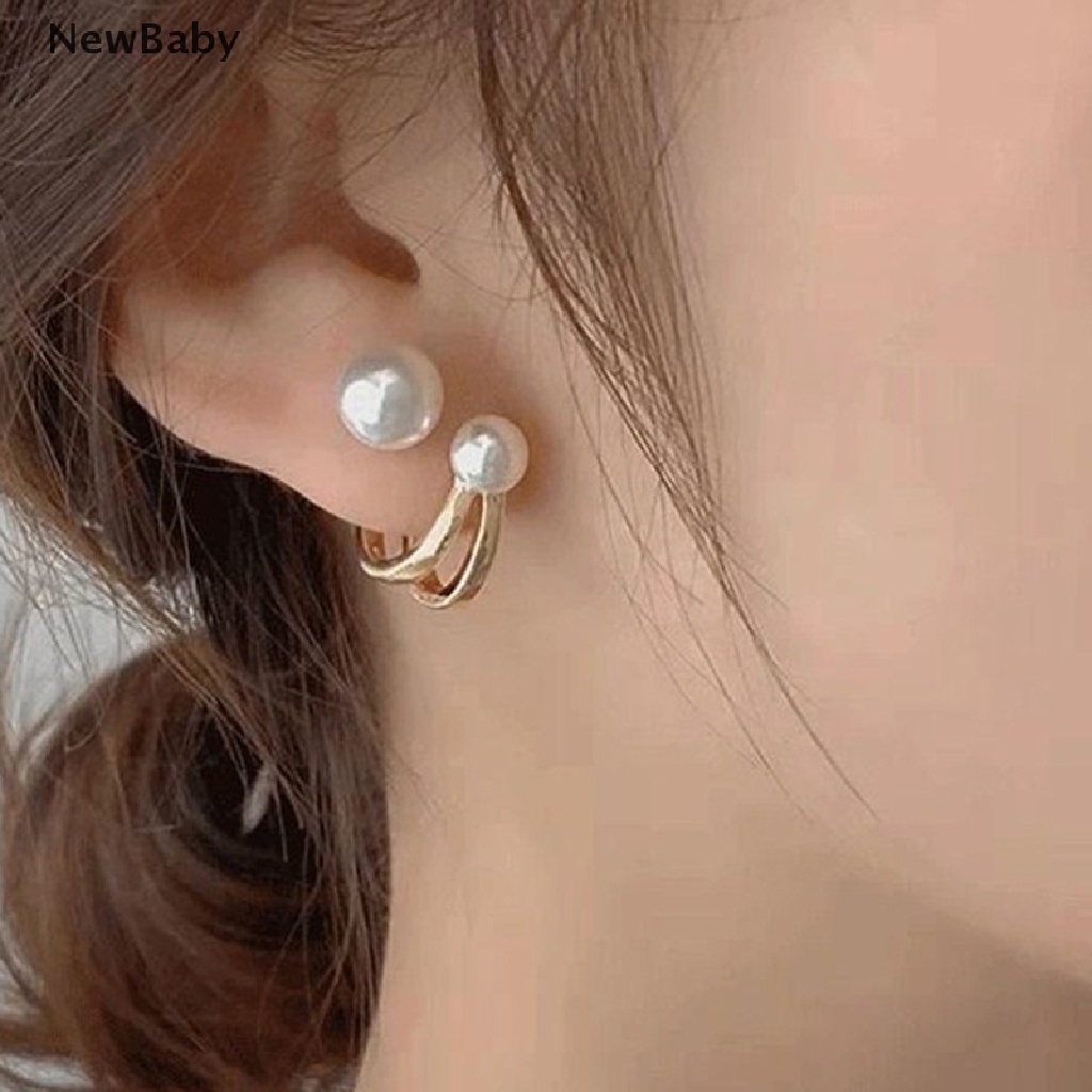 Anting Tusuk Gantung Desain Bola Mutiara Gaya Simple Untuk Wanita