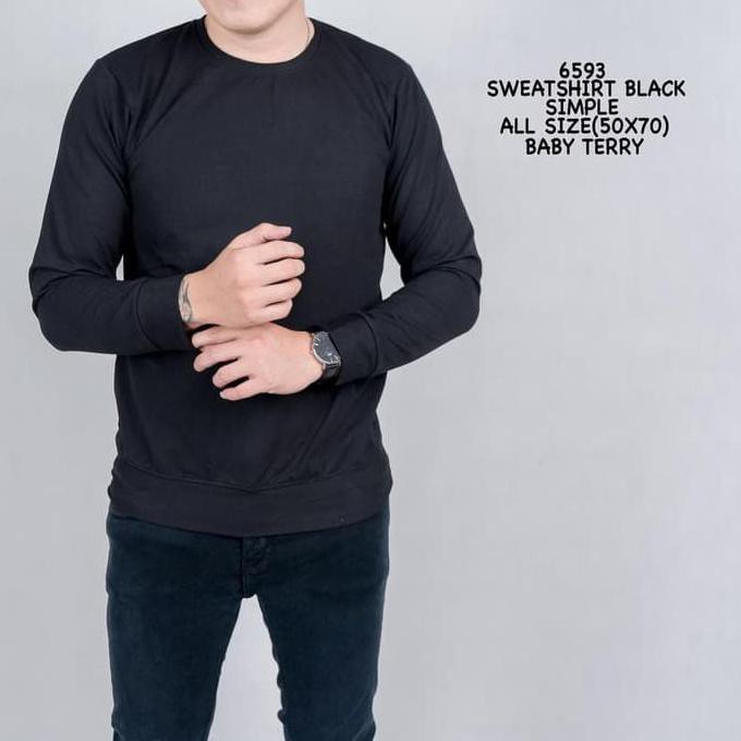 Joy Fashion Terlaris Credomenstore Sweater Polos Hitam / Sweater Pria / Baju Cowok