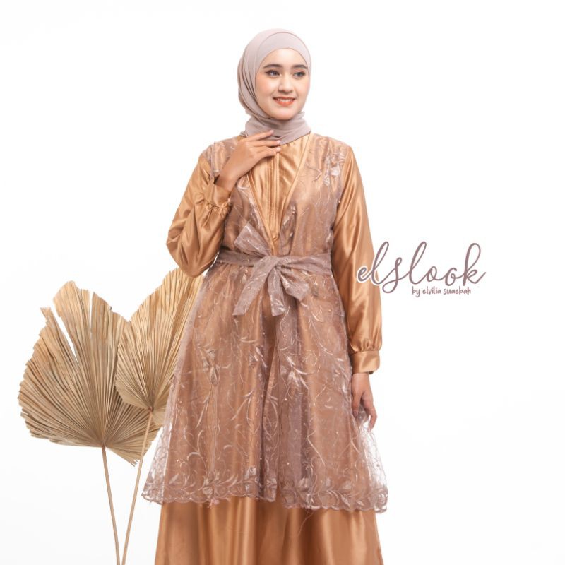 Aluna dress by elslook dress tile brokat outer vest brokat outfit kondangan busui friendly