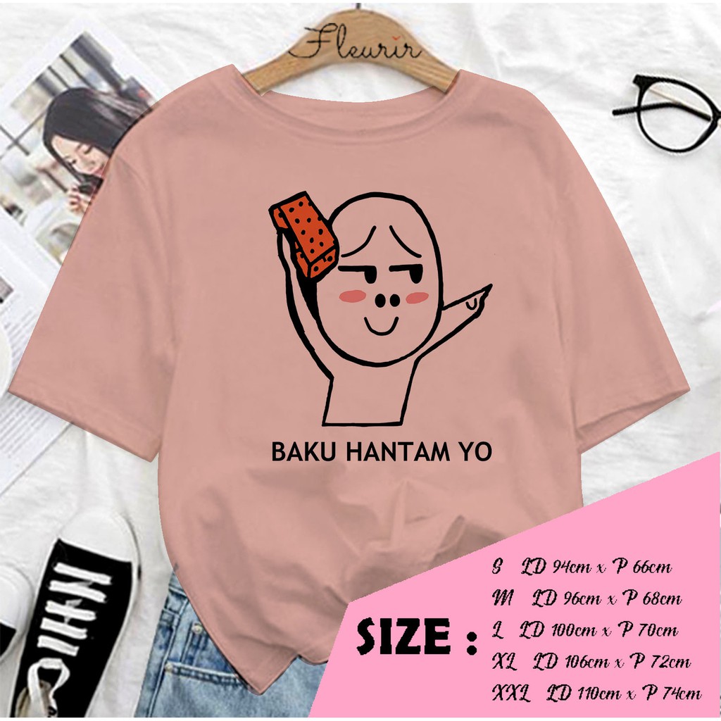 FLEURIR - KAOS PENTOL HANTAM KAOS OVERSIZE KATUN KAOS WANITA DEWASA TUMBLR TEE UNISEX JUMBO