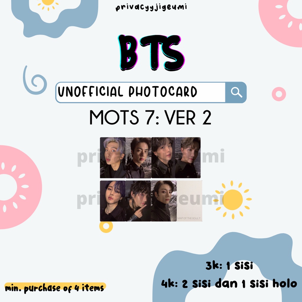 [READY] PHOTOCARD PC UNOFFICIAL BTS MOTS 7 MAP OF THE SOUL VER.2 RM JIN SUGA JHOPE JIMIN V JUNGKOOK