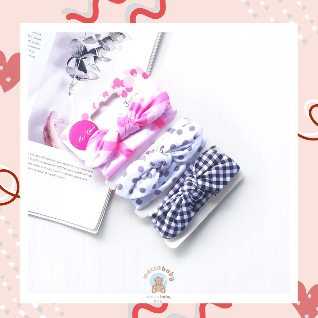 MBSS - BANDANA MOTIF A Bandana Set isi 3 Motif Beda / Headband Bayi Newborn Anak Perempuan Part 2