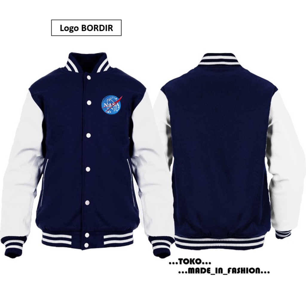 Jaket Baseball Varsity Motif Bordir NASA / Jaket Bomber Varsity Logo Bordir Terbaru