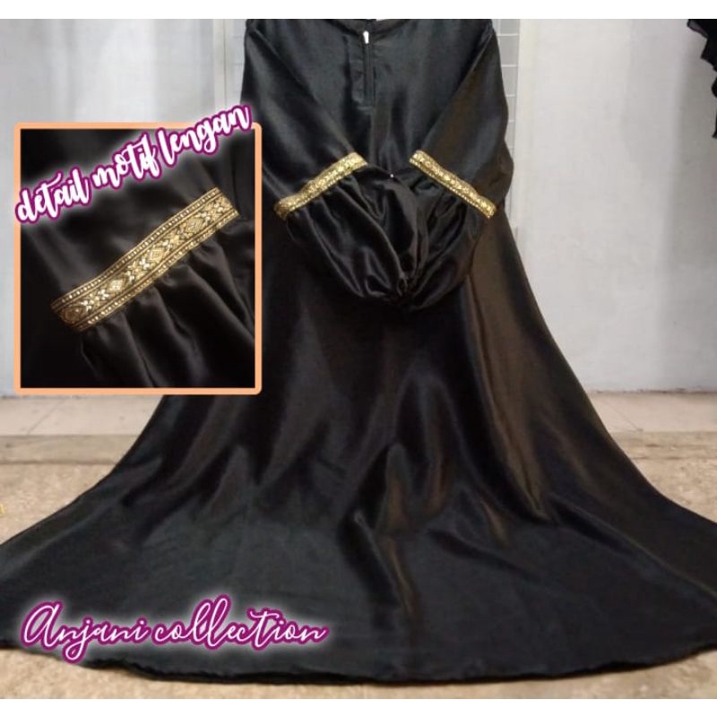 ABAYA LENGAN BALON/ GAMIS HITAM TEMBORO