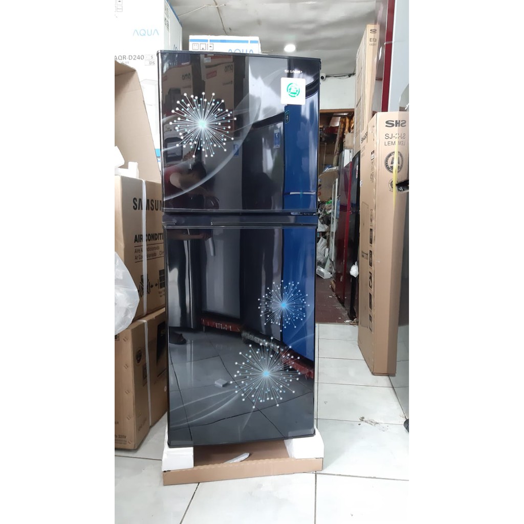 Kulkas 2 pintu SHARP SJ 237 MG DB/DP No frost Glossy Door 220 Liter Tanpa Bunga Es