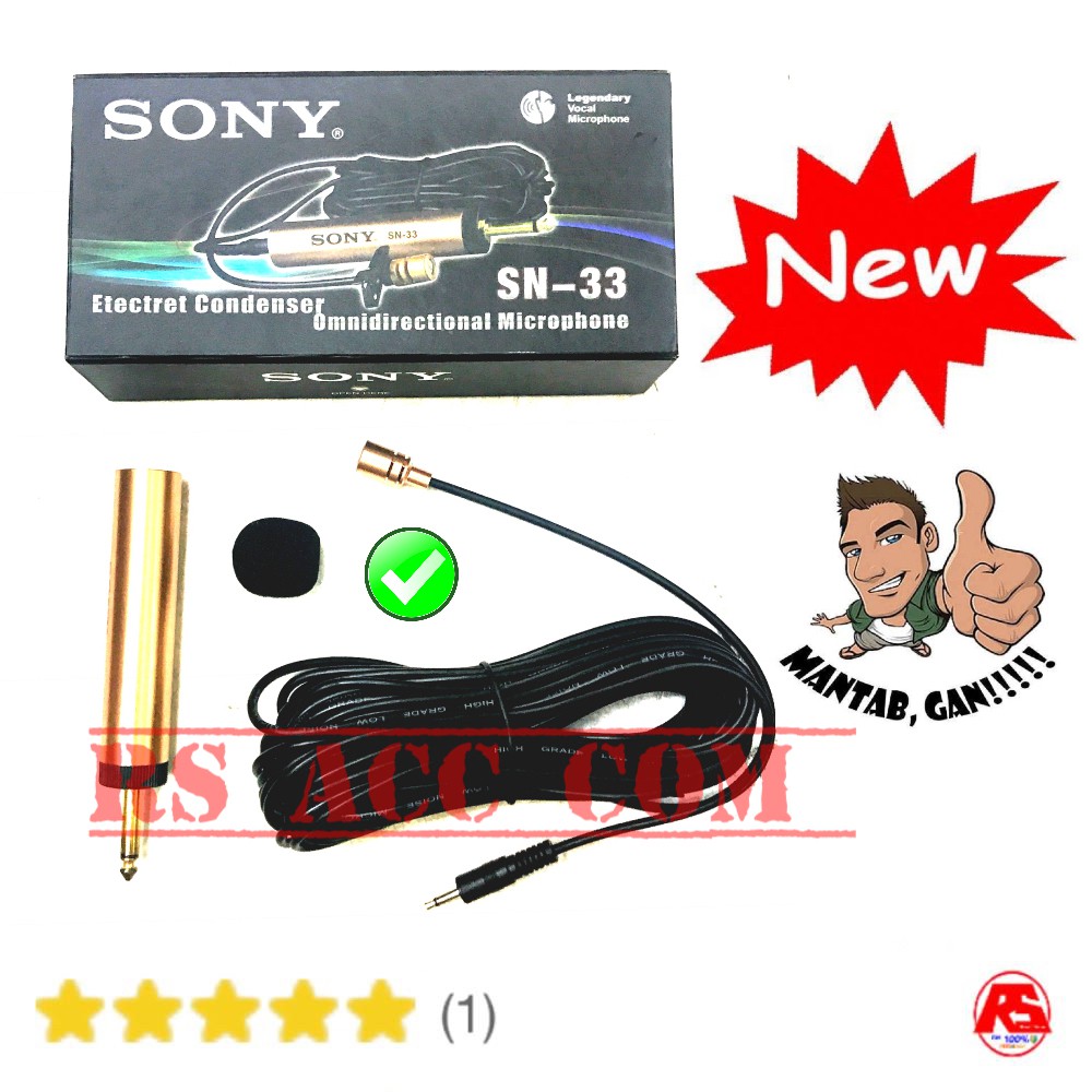 MIC SONY SN-33  jepit untuk Imam Mic Kancing dan jepit / Mini Tie Clip Electret new