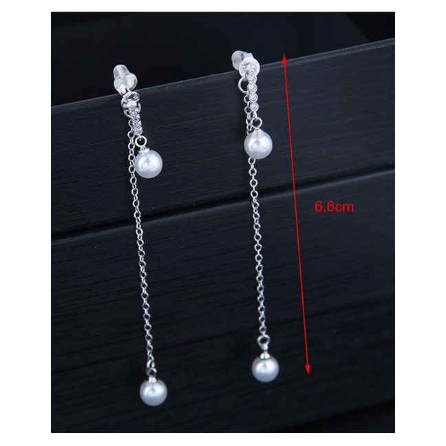 LRC Anting Tusuk Fashion Silver 925 Silver Needle Copper Pearl Stud Earrings A58929