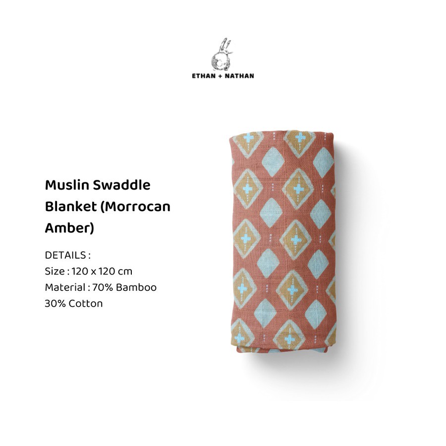 Ethan + Nathan - Baby Swaddle Blanket Pattern Morrocan Amber