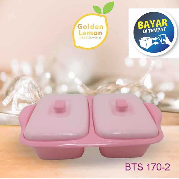 Basi Tutup Segi 2 Pcs Golden Lemon BTS 170-2 / Prasmanan / Tempat Sayur Plastik / Wadah Saji Makanan