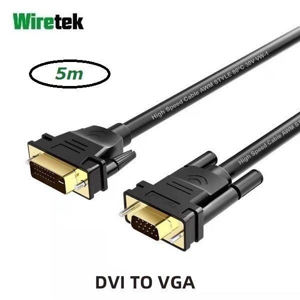 Wiretek Kabel DVI 24+1 to VGA 5meter