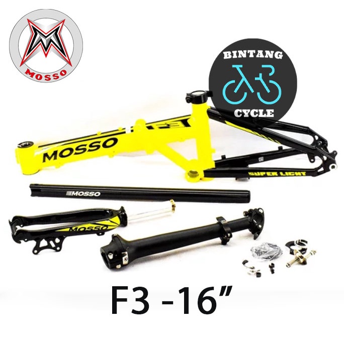 Frame Sepeda Lipat Folding Bike Mosso F3 16 Black Yellow - Frame Seli Mosso