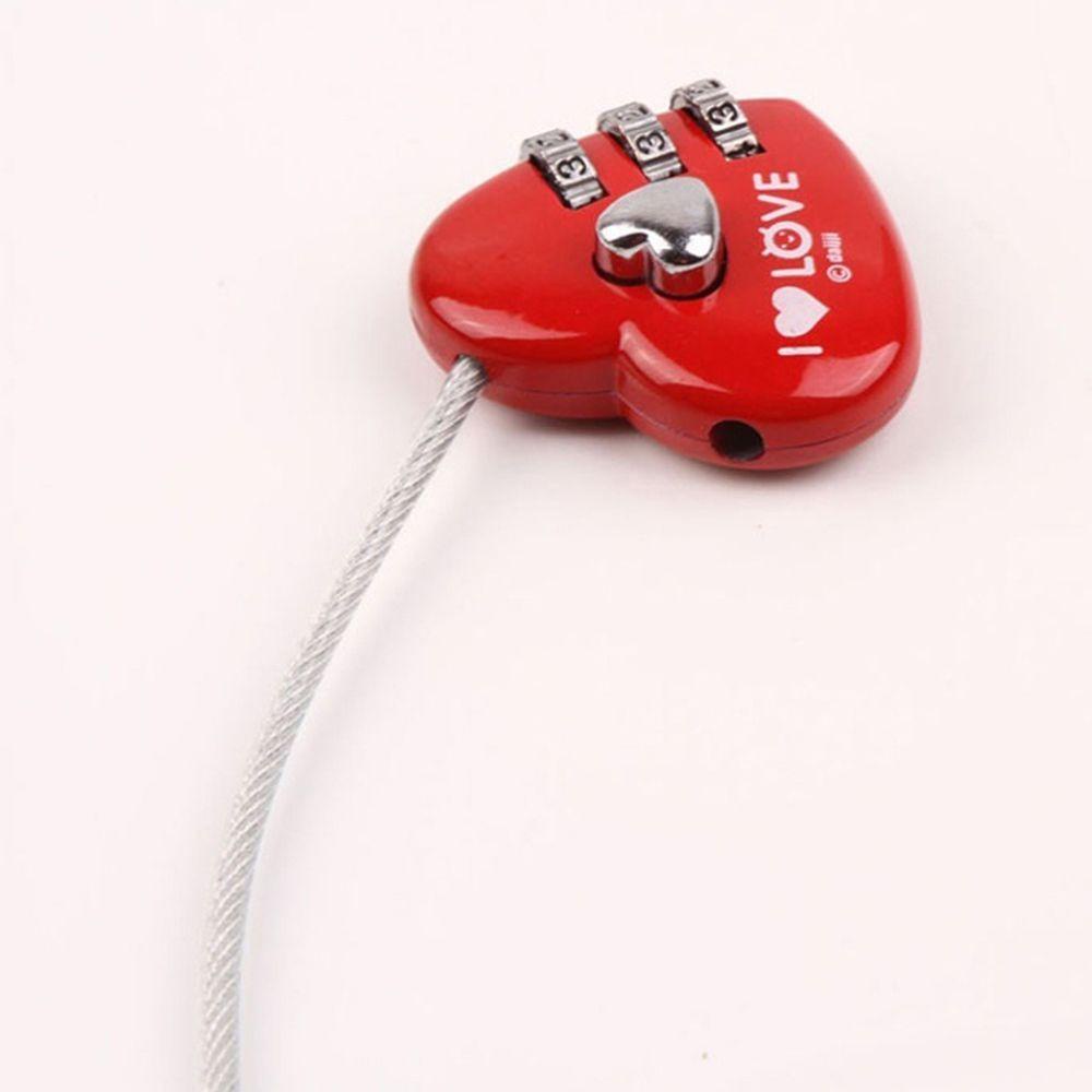 [Elegan] Lock Coded Digits Alloy Red Travel Bentuk Pernikahan Password Love Heart Lock