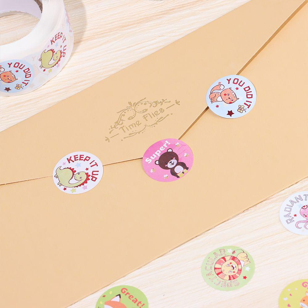 TOP 500pcs /roll Stiker Hadiah Anak Label Kartun Kreatif Pola Hewan Lucu Label Dorongan Anak-Anak