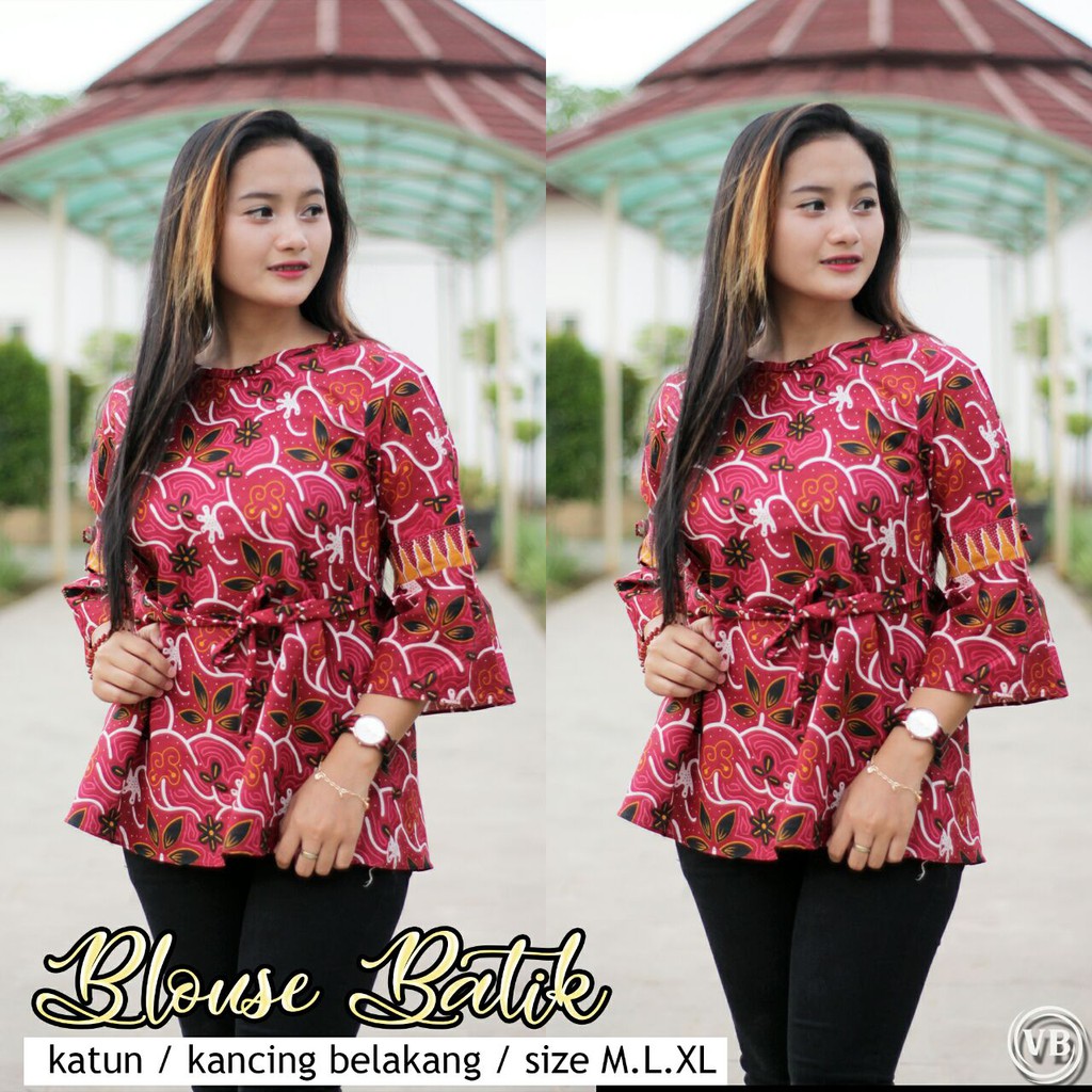 BK3 Atasan Lengan Pendek Risna Batik Blouse trompet HRB206 IPNU IPPNU 038