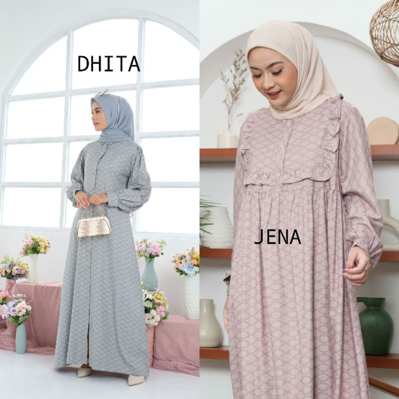 Ready Stock❗Dhita &amp; Jena Dress Alika|Gamis Daily Katun Premium|Dresspremiummuslimah|outfitterbaru