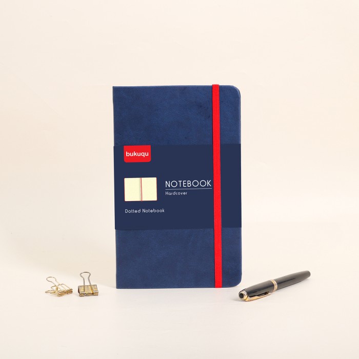 

(BISA COD) Classic Notebook #Leather - Bullet Journal by Bukuqu - Navy Merah, dotted