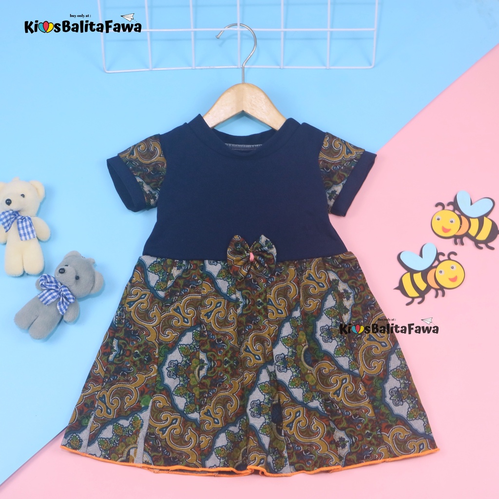 (BATIK) Dress Pita Baby uk 6-12 Bulan / Baju Etnik Anak Bayi Perempuan Dres Lengan Gaun Murah Adem