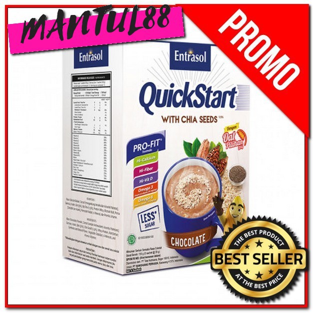 

ENTRASOL QUICKSTART CHOCOLATE 5X30gr MURAH QUICK START CEREAL SEREAL COKLAT COKELAT