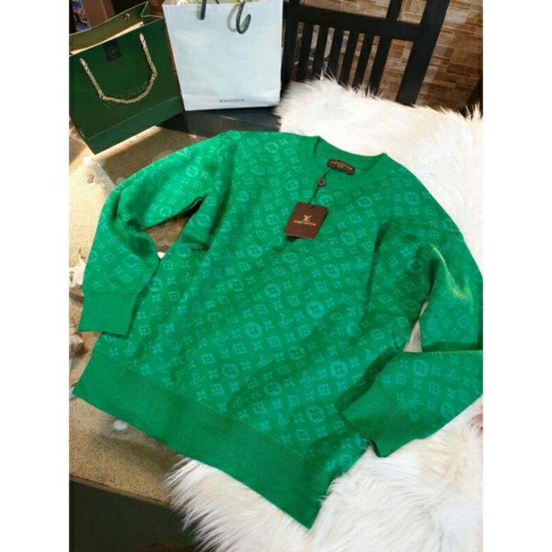 READY SWEATER LV GREEN/PURPLE RAJUT PREMIUM/FASHION WANITA QUALITY IMPORT