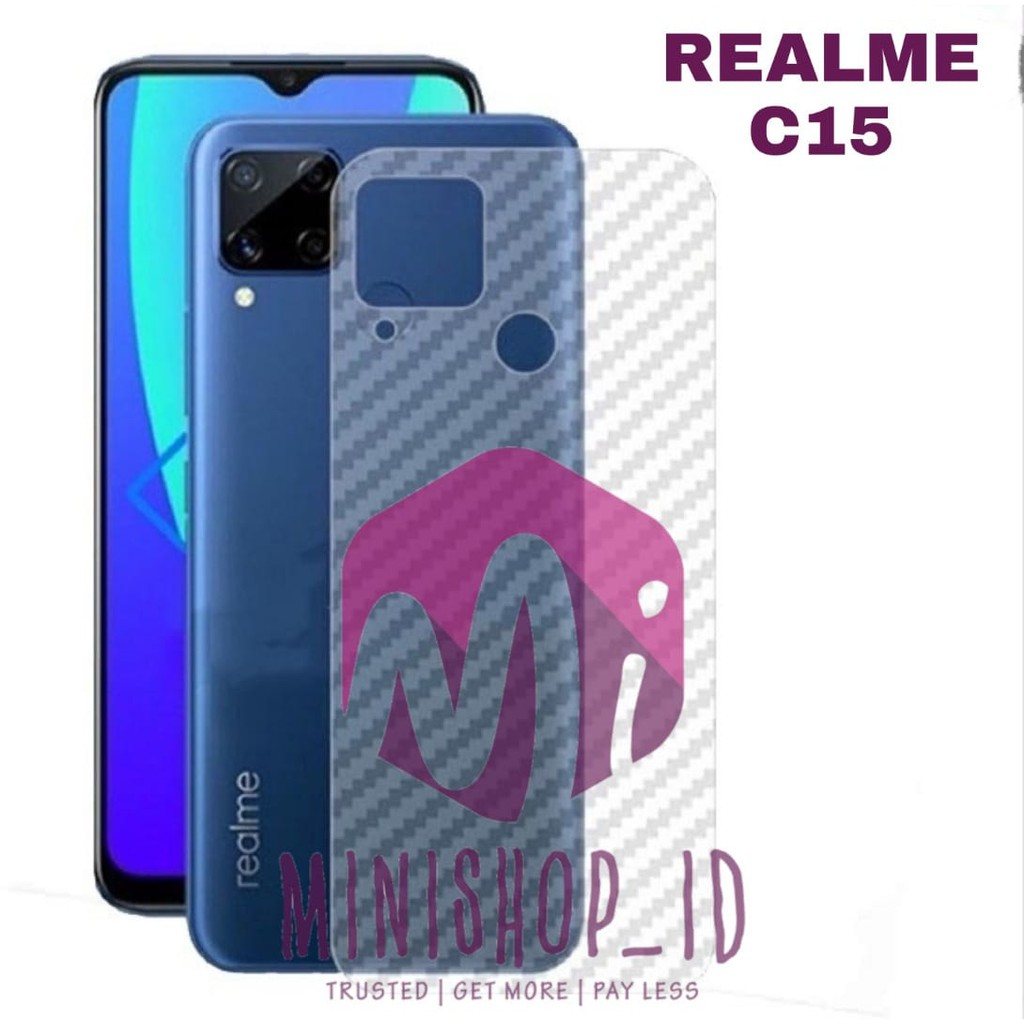REALME C15 SKIN CARBON STIKER CARBON BACKSCREEN PROTECTOR ANTI GORES HP