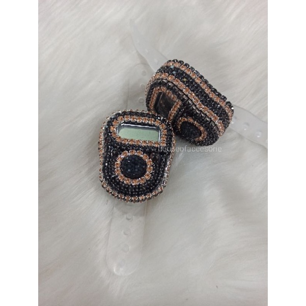 (Ready LED) Tasbih Digital Swarovski Mix Hitam Gold