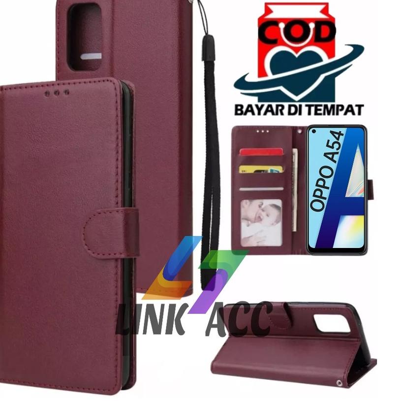 CASE FLIP OPPO A54 LEATHER CASE PREMIUM-FLIP WALLET CASE KULIT UNTUK OPPO A54 - CASING DOMPET HP