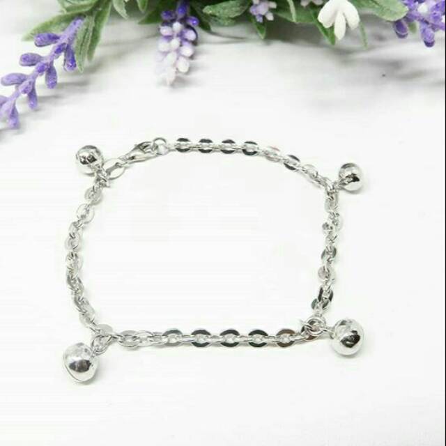 BCGT016 PERHIASAN GELANG NORI 4 LONCENG PERAK SILVER 925 LAPIS EMAS
