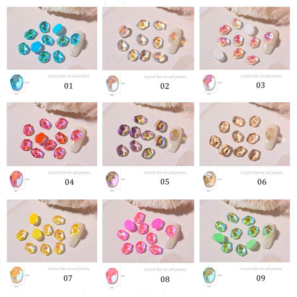 Chookyy 5pcs Nail Rhinestones Nail Aksesoris Manicure Aurora Flatback Shiny Crystal Nail Art Dekorasi