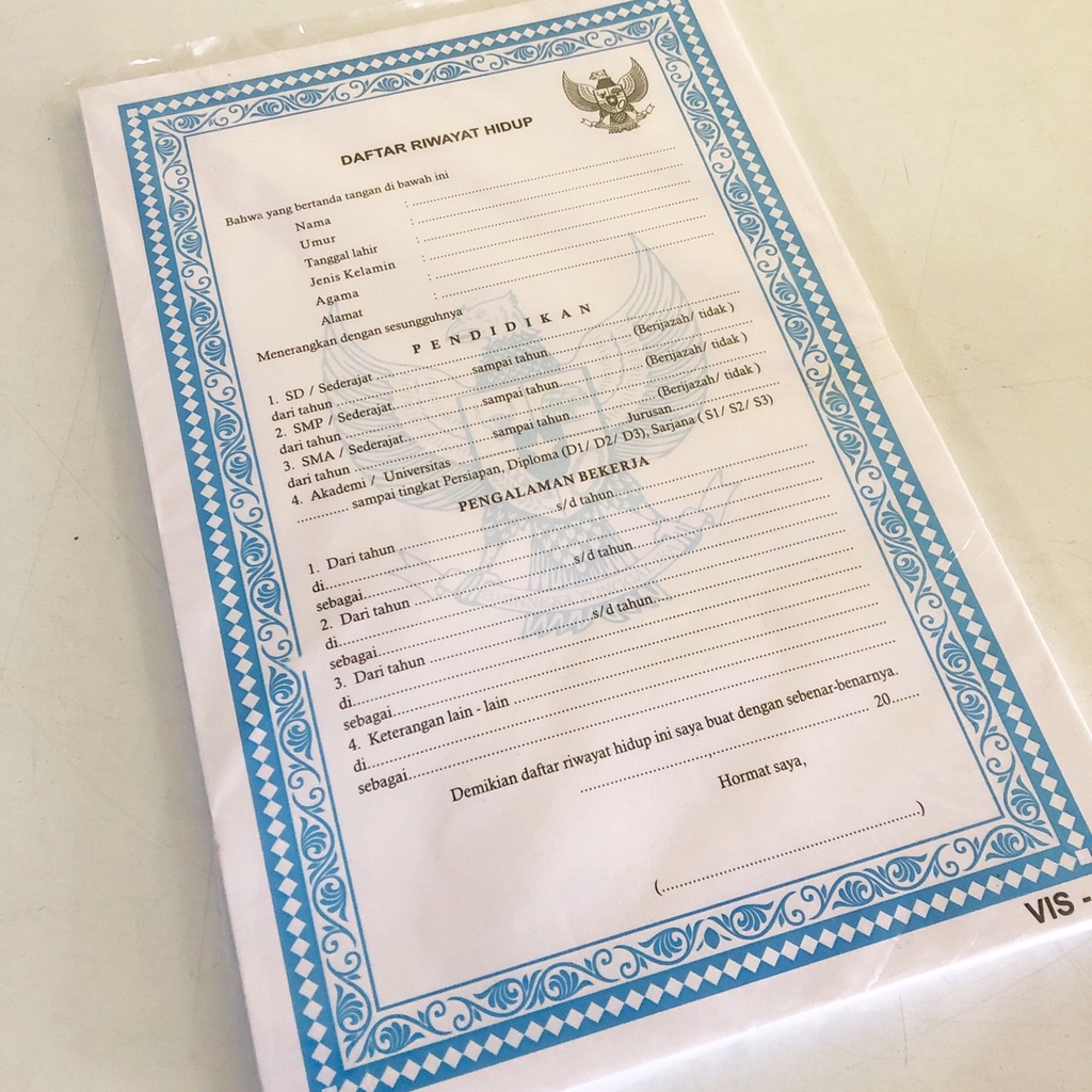 

Daftar Riwayat Hidup / Form Daftar Riwayat / Curiculum Vitae Hidup untuk Lamaran Kerja / Surat Lamaran Kerja