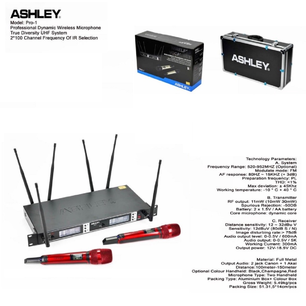Mic wireless ashley pro 1 original