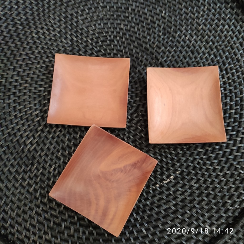 Mangkok Kecil kayu sawo/mangkok kayu kotak/piring kayu kecil 10x10cm