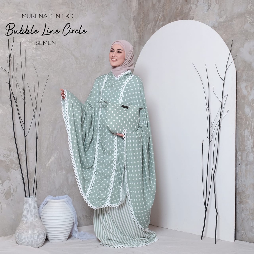 MUKENA DEWASA JUMBO 2 IN 1 RAYON SILKY PREMIUM / MUKENAH TRAVELING POLKADOT