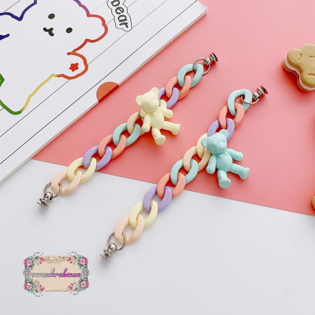 paket gelang tali rantai baut slingcase sling rantai beruang rainbow lanyard universal candy koper choice dove SB3111