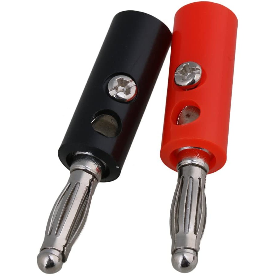 Banana Jack Male Jantan Plug Conector Speaker Audio 1 Set Red Black Sepasang Merah Hitam