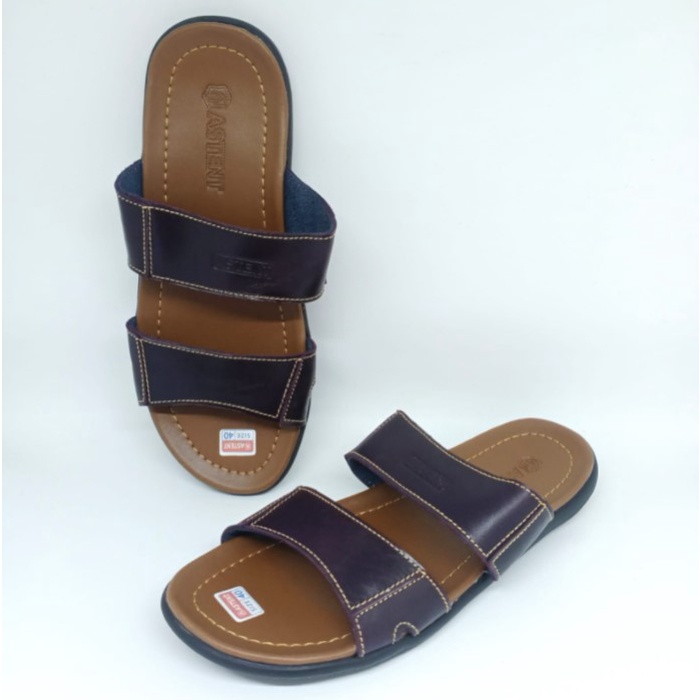 Sandal Slop Cowok 39 - 43 Ban 2 Sendal Casual Pria Dewasa Laki Bahan Kulit Sintetis Astent