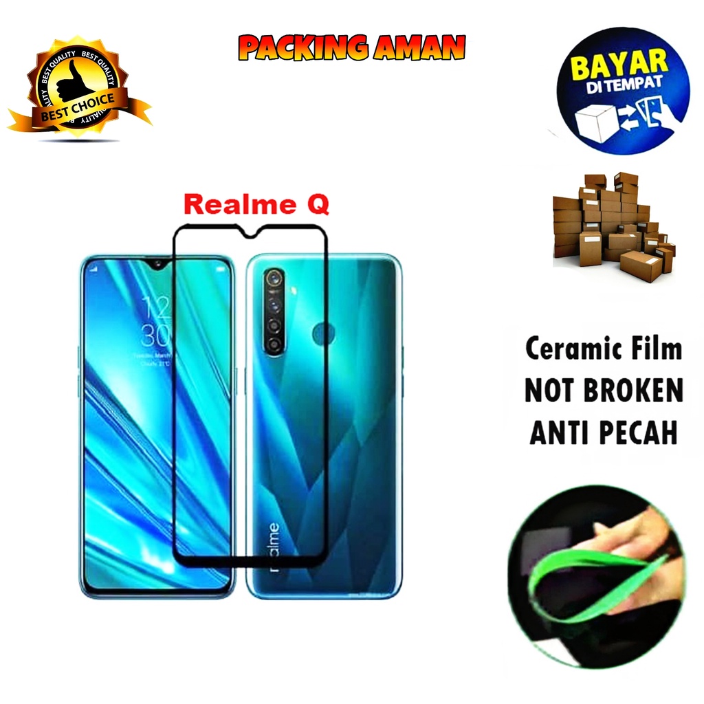 Tempered Glass Realme Q 2019 FULL COVER FULL SCREEN Ceramic Film Anti Gores