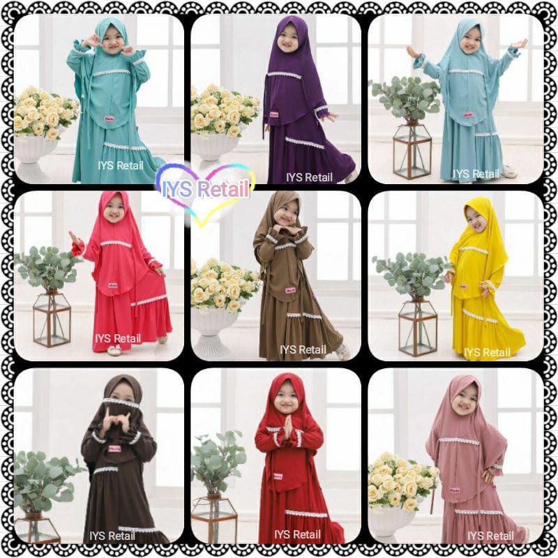 Dress Gamis Anak Cadar Model 17/ Set Gamis Anak Cantik Dress + Hijab Cadar / Set Gamis Anak Cantik