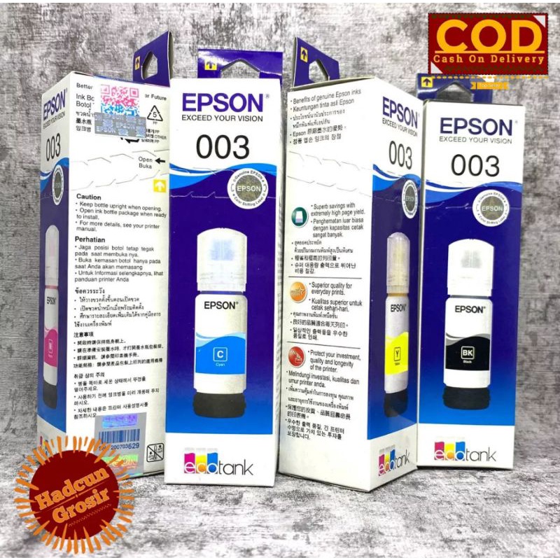 TINTA 003 UNTUK Printer:  L1110 L3100 L3210 L3110 L3150 L5190 (DIKIRIM DARI KOTA MEDAN)