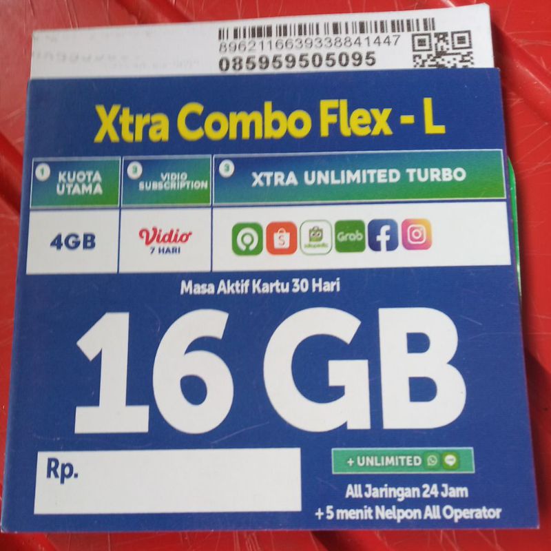 kartu perdana xl combo flex 16..GB unlimited