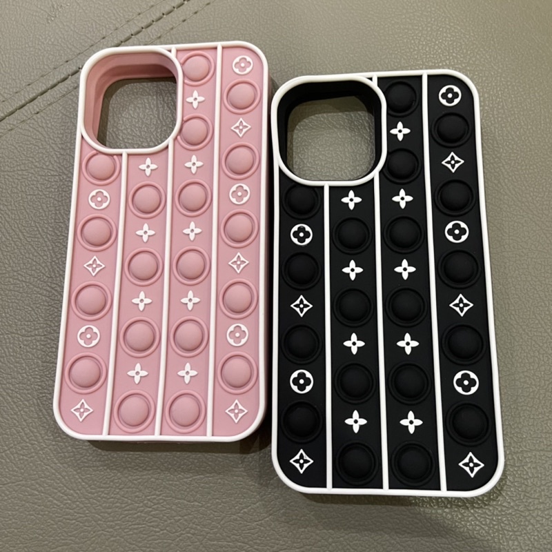 PROMO POP IT CASE LV IPHONE 12PRO MAX BLACK PINK SILIKON VIRAL TREND