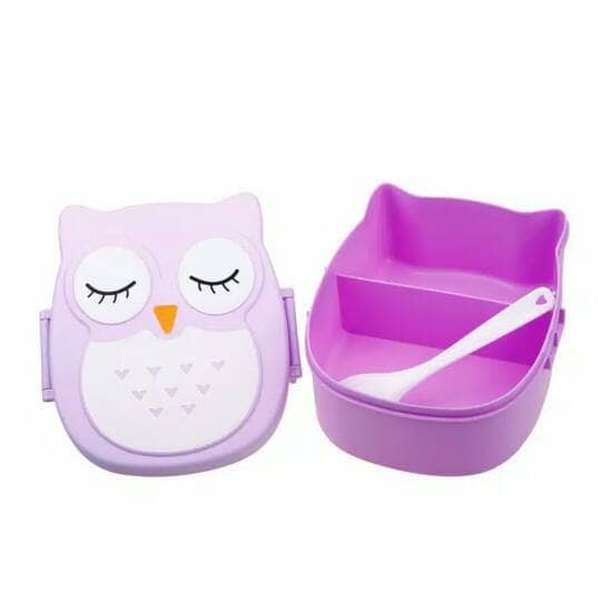 Lunch Box Owl 2 Sekat Kotak Makan Siang Kartun Burung Hantu Kotak Makan Anak Owl Burung Hantu Lunch Box Luci Model Burung Hantu 2 Grid Anak Karakter Kotak Bekal Owl