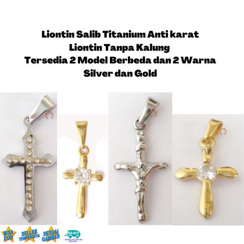 Lovekybutik - Liontin Tanpa Kalung Titanium Anti Karat Liontin Salib Titanium Tanpa Kalung Anti Karat Model Terbaru